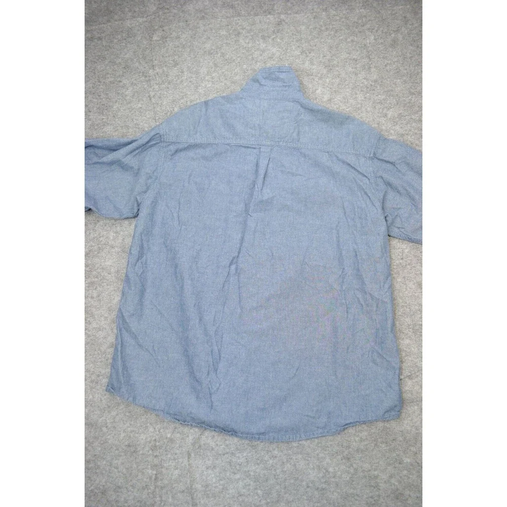 Vintage KEY Blue Denim Pearl‎ Snap Button Front Western Shirt Size XL Regular